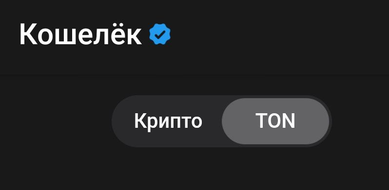 Переключатель «Крипто» и «TON» в боте @wallet в Телеграме
